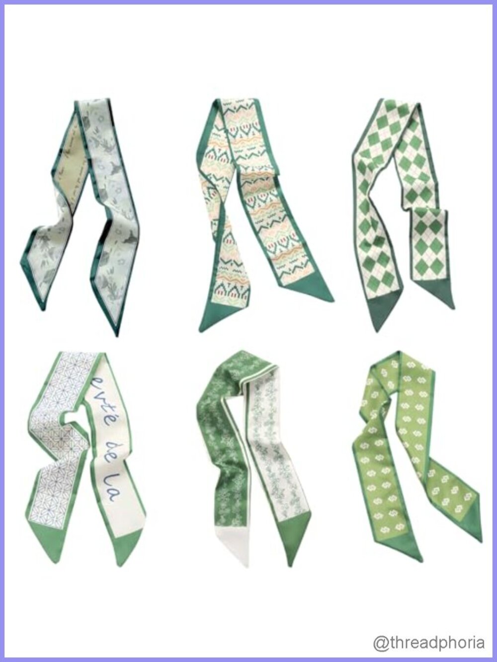 6 Pack Multifunctional Satin Polyester Fashion Scarves for Women Hair Bag